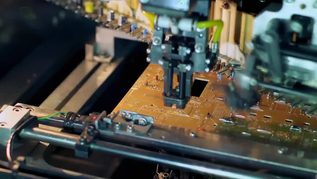 Pick and Place Machine Assembling PCB - Automated Electronics Manufacturing 4K
