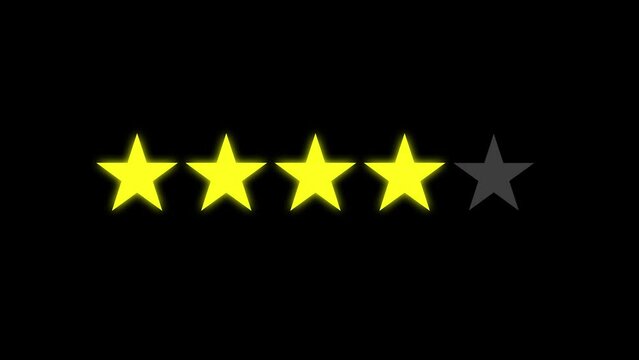 Four star rating customer reviews feedback concept black background