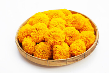 Beautiful golden yellow marigold flowers