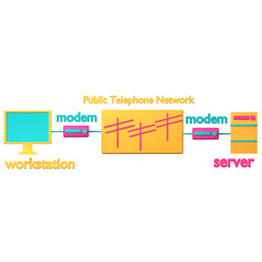 data communication using a modem icon isolated on the white background