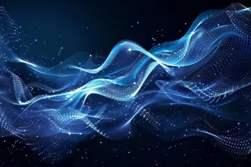 Selbstklebende Fototapeten flowing digital particles in abstract smoky wave design dynamic vector background illustration © Lucija