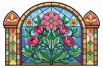 Stained charming with flowers on a white background.