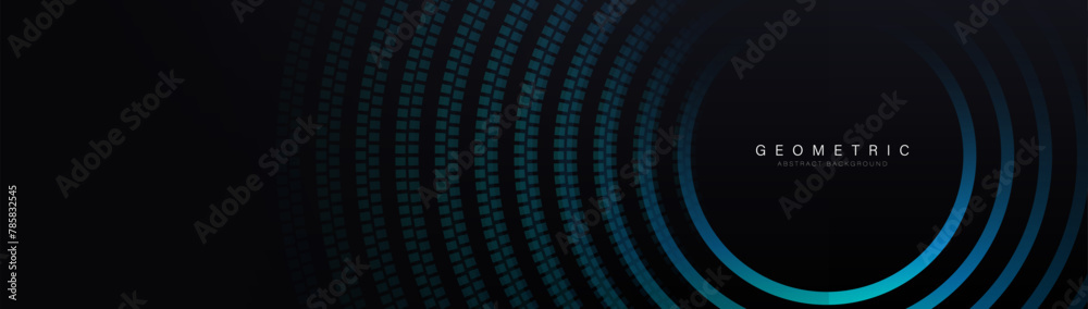 Aufkleber Big Data connection futuristic technology. Abstract background with blue glowing geometric circle lines. Vector illustration