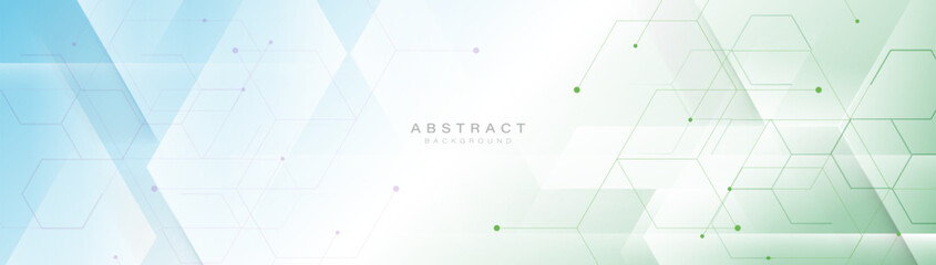 Abstract design with hexagon geometric lines background. Futuristic technology banner. Vector illustration