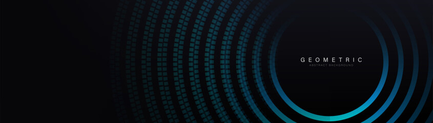 Big Data connection futuristic technology. Abstract background with blue glowing geometric circle lines. Vector illustration