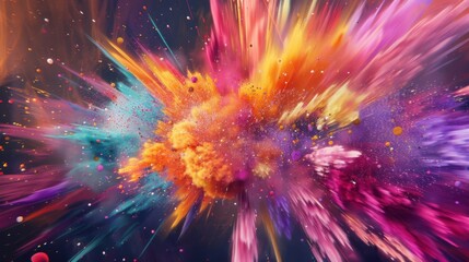 Colorful abstract explosions create a sense of movement and fluidity - obrazy, fototapety, plakaty