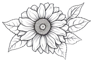 PNG Sunflower outline sketch drawing plant white
