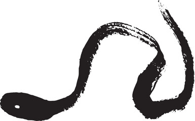 筆で手書きしたヘビのイラスト、2025年賀素材