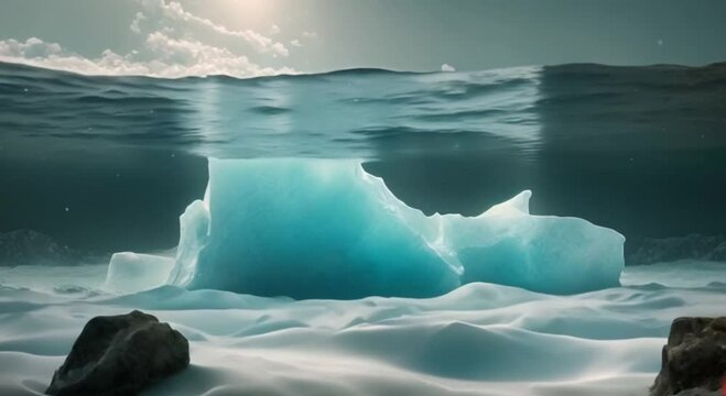 3D view of giant ice floes at the North Pole