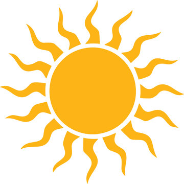 Minimal sun yellow icon isolated