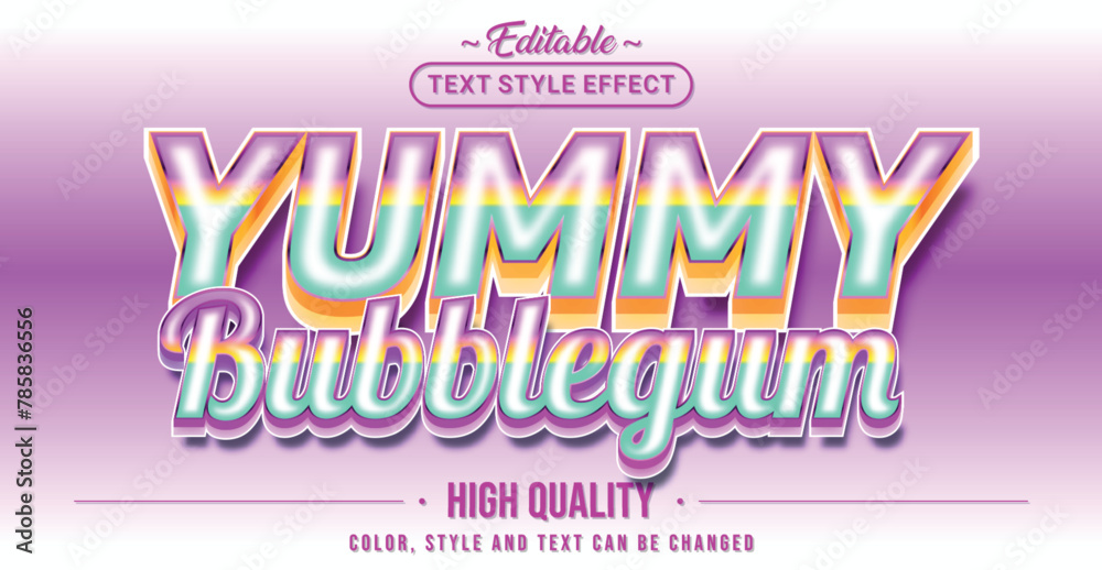 Poster editable text style effect - yummy bubble gum text style theme.