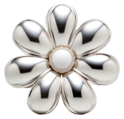 PNG Daisy Chrome material jewelry brooch silver - obrazy, fototapety, plakaty