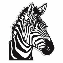 Fototapeta na wymiar A black and white illustration of a zebra head.