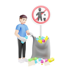 3D Character Urging to Keep Environment Clean and Free from Waste