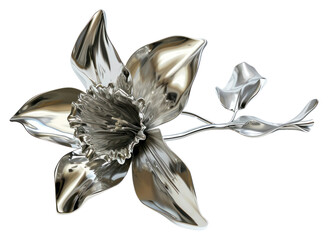 PNG Jewelry flower silver metal - obrazy, fototapety, plakaty