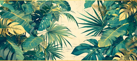 "Luxury Jungle: Green Leaf Pattern Background"