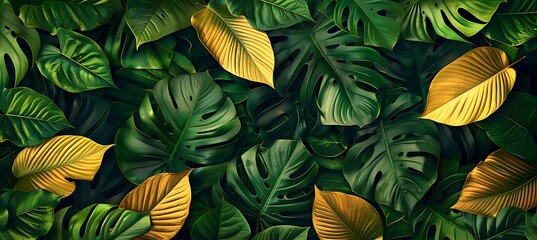 "Luxurious Leaf Pattern: Green Plant Wallpaper"