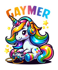 Gaymer Gamer LGBT Unicorn PNG