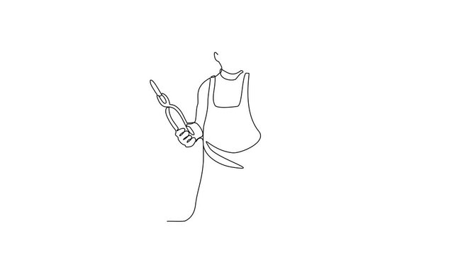Animated self drawing of blacksmith working activity video illustration. Blacksmith working activity design in simple linear style. blacksmith design concept vide illustration, suitable for asset.