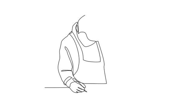 Animated self drawing of blacksmith working activity video illustration. Blacksmith working activity design in simple linear style. blacksmith design concept vide illustration, suitable for asset.