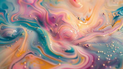 Ethereal swirls of pastel in the abstract marbling dance of acrylic - obrazy, fototapety, plakaty