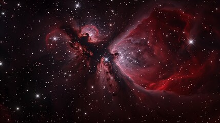 closeup star filled sky large red butterfly sci twins ruffled wings searching eternity space membranes folded thin horizontal nebula awestruck variation energetic beings patrolling - obrazy, fototapety, plakaty