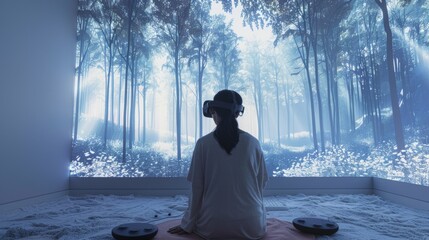 An AI-driven virtual reality therapy session, providing immersive healing experiences for mental health patients