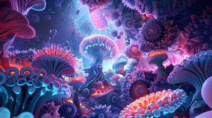 an image of a colorful dream that captures the surreal and psychedelic effects of LSD and DMT