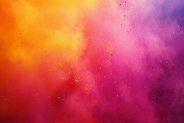 Paint explosion background reminiscent of Indian Holi festival transitioning from orange to purple.