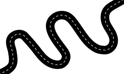 U shape or S shape curved road on Transparent background with png © sutthichai