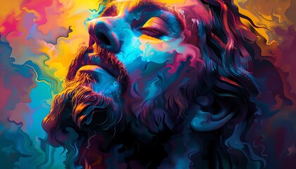 "Abstract Colorful Illustration of Jesus Christ"