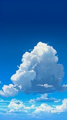 large cloud sky banner blue partly sunny loosely cropped doodle young fluff bright airy - obrazy, fototapety, plakaty