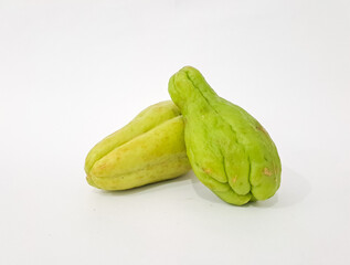 Chayote Squash (Sechium edule) isolated in white background