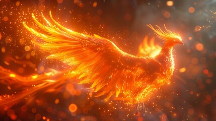 closeup bird flying air bright lights fire elemental source engine city flares mystic square fiery human torch aquiline features - obrazy, fototapety, plakaty