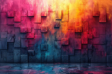 Abstract background with neon light, colorful cityscape, futuristic digital art. Created with Ai