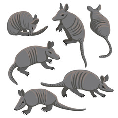 vector drawing armadillo, cartoon animals isolated at white background, hand drawn illustration - 785843719