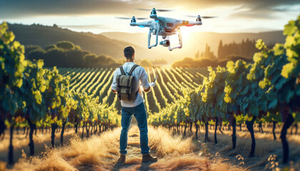 Innovation in the Vineyard: Precision Agriculture with Drones - obrazy, fototapety, plakaty