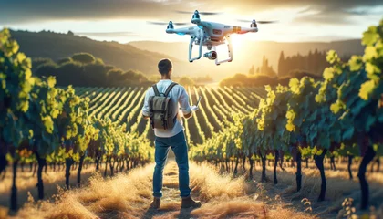 Fotobehang Innovation in the Vineyard: Precision Agriculture with Drones © Henry
