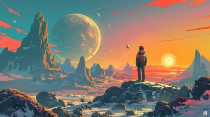 VR Space Exploration Game - Digital Illustration