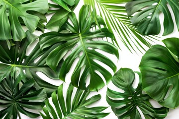 Fototapeta na wymiar Tropical leaves on a white background
