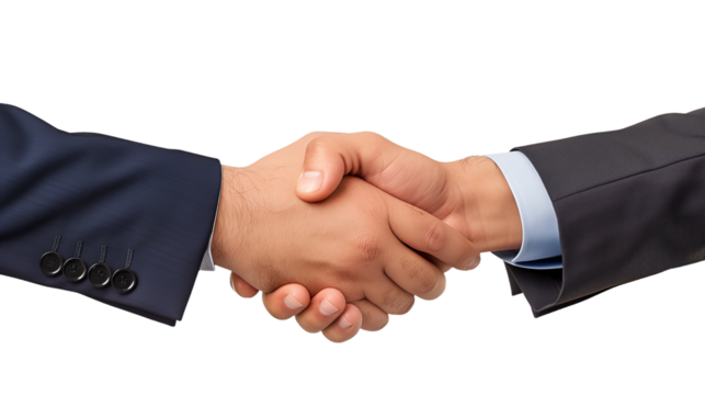 business men handshake, isolated transparent background - Powered by Adobe