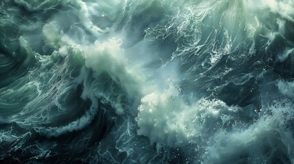 view large body deep waves ash seas closeup above sinking madness - obrazy, fototapety, plakaty