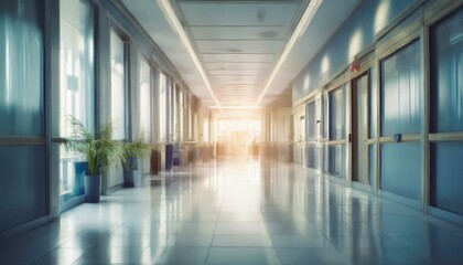 Naklejka na ściany i meble blur image background of corridor in hospital or clinic image 
