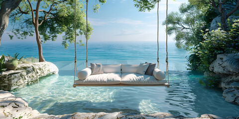 A swing bed with a view. generative ai