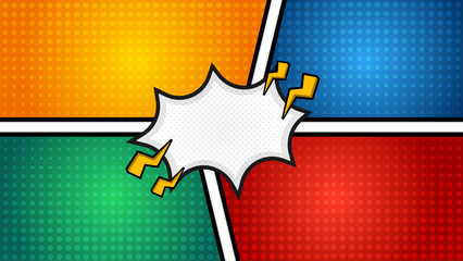 Colorful comic pop art style background with blank speech