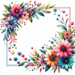 Watercolor spring purple flower frame borderline background to decoration for wedding, birthday, card, invitation, greeting card