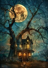 house spooky forest full moon gorgeous magical sparkling colored october candy night mood scary good housekeeping enchanted dreams people looking quaint warmly lit eerie