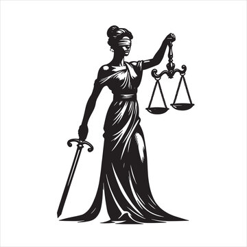 Goddess Themis lawyer silhouette vector