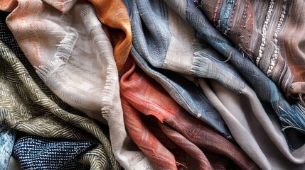 Obraz premium Layered abstract textures in muted fall clothing colors, representing the transition to cooler weather. 