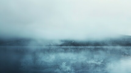 Soft, ethereal abstract fog over a muted landscape, symbolizing the quiet and isolation of winter. - obrazy, fototapety, plakaty